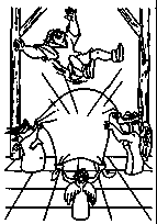 coloriage quasimodo joue avec les gargouilles